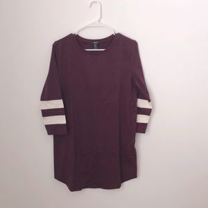 Burgundy 3/4 sleeve cotton varsity dress